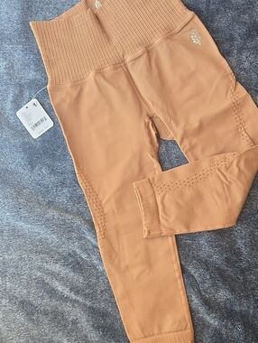 FP Movement by Free People High-Rise Ribbed Waist Leggings - Tan